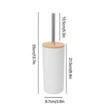 [1 Toilet Brush Cleaning Kit] Bamboo Toilet Brush With Long Handle And Plastic Storage Bucket, Portable Design, Toilet Cleaning Tool, Luxury Style Bathroom Accessories