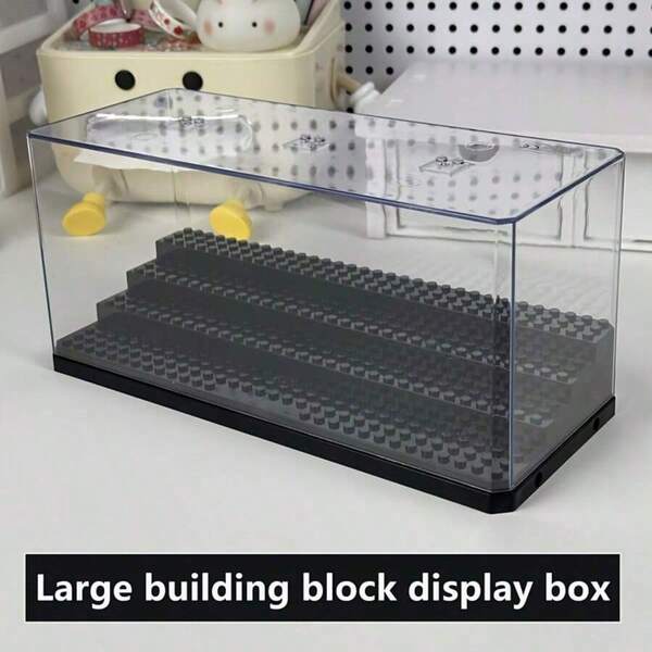 Large Clear Display Case With Tiered Base For Building Blocks Mini Figures – Dustproof Acrylic Storage Box For Collectibles, Action Toys, Brick Models – Desktop Showcase For Home Or Office Decor, Christmas, Birthday Gifts