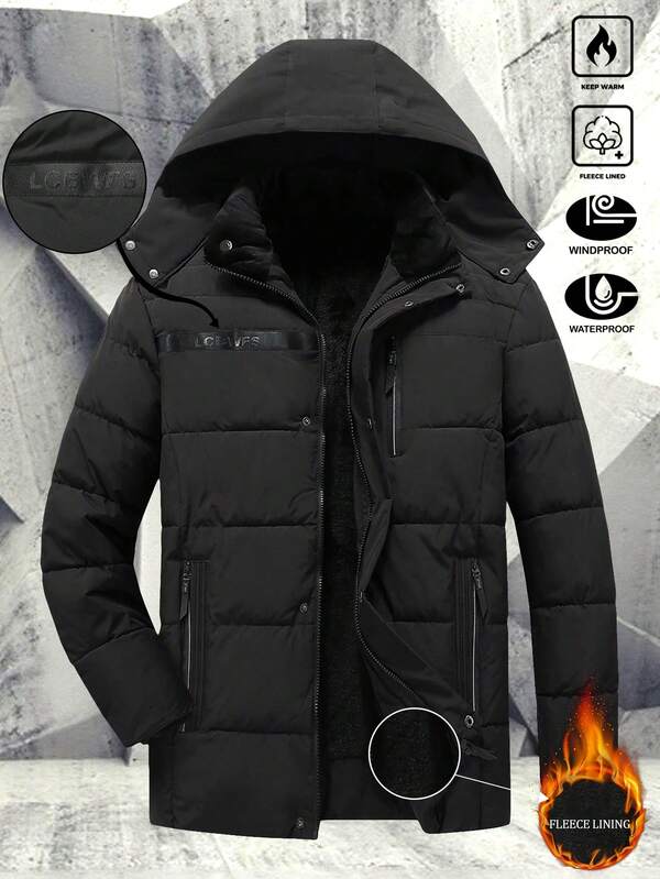 Men's Autumn/Winter Outdoor Casual Sports Fashion Big Pocket Detachable Hooded Thick Fleece Lined Jacket, Suitable As Gift For Boyfriend, Husband, Father