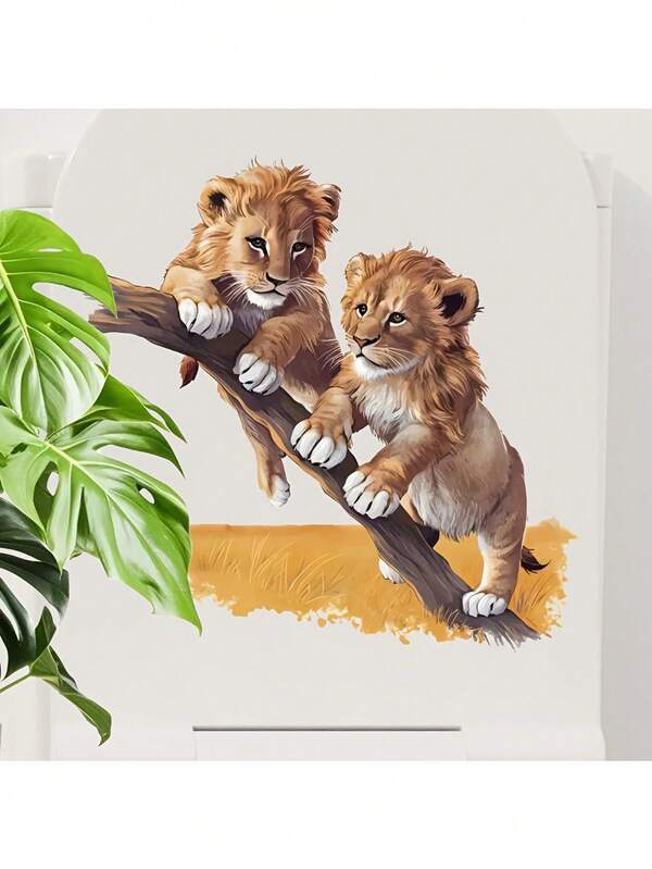1pc Wall Stickers Little Lion Climbing A Tree Decorative Stickers PVC Stickers Removable Self-Adhesive Easy-To-Tear Stickers Home Decoration Make Your Life A New Holiday Decoration Stickers Birthday Graduation Gift Wall Decor Room Decor