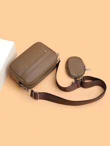 1pc Men's Solid Color Mini Shoulder Bag, Coin Purse, Retro PU Leather Shoulder Bag, Small Square Bag With Adjustable Strap, Vintage Handbag Essential For Summer Travel Valentine'S Day Phone Bag