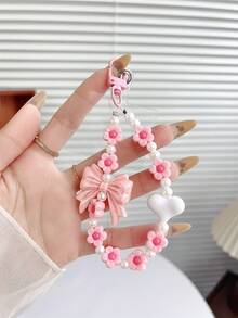 1pc Big Bow Pearl Decor Phone Lanyard, Bag/Camera Charm