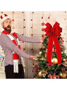 4 piezas - Funda para respaldo de silla de Papá Noel 2025, de 23.6*20 pulgadas, roja, desmontable y lavable, para la cena de solsticio de invierno, fiesta de Navidad, Año Nuevo, decoración de mesa del hogar, mejor regalo festivo, decoración navideña para el hogar, decoración de habitación