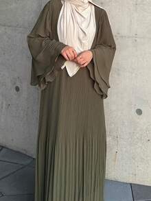 1pc Elegant Muslim Robe Robe, Soft & Comfortable For Daily Wear, Versatile Classic Abaya - Multicolor - View 16