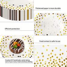 Set de tacâmuri de unică folosință cu paiete albe, format din 50 de piese, potrivit pentru 10 persoane, inclusiv 10 farfurii de hârtie mari și mici, 10 pahare de hârtie și 20 de prosoape de hârtie. Este foarte potrivit pentru tacâmuri de picnic în aer liber, grătar în camping, reuniuni de familie, petreceri de ziua de naștere, Crăciun, Ziua Recunoștinței și alte decorațiuni pentru petreceri de sărbători.