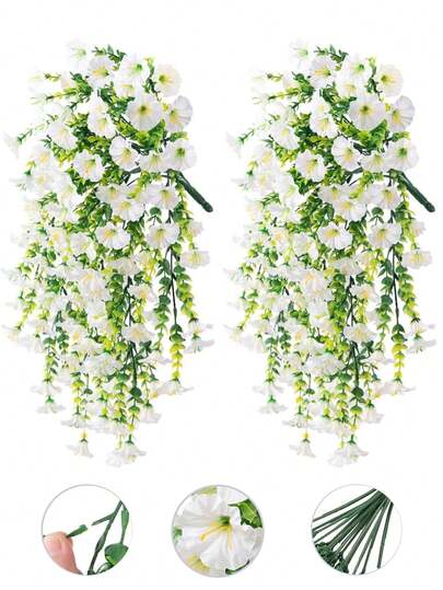 1pc/2pcs Artificial Convolvulus Flower Wall Hanging Outdoor Courtyard Trumpet Flower Hanging Vine Home Wedding Decor