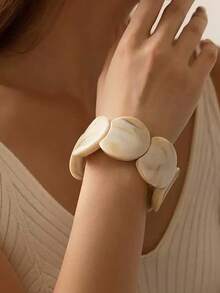 1 pieza Pulsera de mujer con cuentas y estampado de teñido anudado colorido, accesorio de uso diario, adecuado para primavera/verano