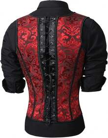 Men's Corset Vest Waist Trainer With Lace-Up Design For Formal Events - 紅圖 - 查看 2