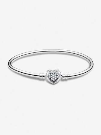 1 pieza Elegante 16-22CM Verdadero Plata de Ley 925 Cuerda de Cuero con Cabeza de Amor de Doble Cara-Bucle Único para Mujer, Regalo para Novia, Joyería Fina para Damas