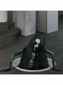 1PC Halloween Ghost Floor Stickers - Removable Horror Witch Scratch Wall Stickers For Home & Office Party Decorations, Halloween Decoration Stickers