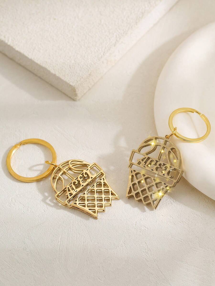 1 Peça Chaveiro Personalizado - Chaveiro de Design de Sorvete de Esmalte Fofo, Chaveiro de Aço Inoxidável, Nome Personalizado, Presente de Formatura/Aniversário/Dia da Mãe/Halloween/Natal para Menino e Menina, Novidade 2025