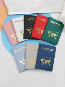 Suport pentru pașaport din piele PU cu ștanțare la cald, suport pentru pașaport la modă în opt culori, ieșire de vacanță, clemă de protecție pentru pașaport de călătorie, portofel pentru monede cu suport pentru bilete, utilizare multifuncțională - Multicolor - Vizualizare 2