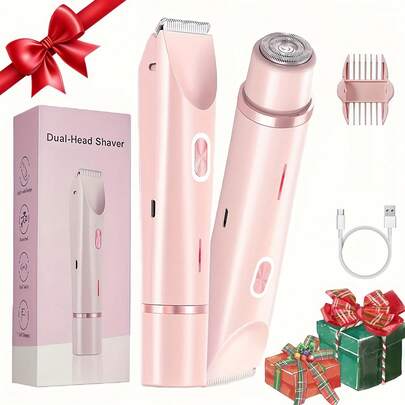2-In-1 Electric Shaver, Suitable For Women, Rechargeable Lithium Battery, USB Charging, Multifunctional Bikini Trimmer And Facial Hair Remover For Body, Arms, Legs - Ideal New Year And Valentine's Day Gift, Precise Trimming | Fashionable Black Design | Stainless Steel Blades