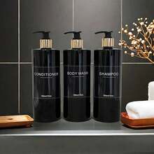 3pcs/Set 500ml Refillable Shampoo, Conditioner, Body Wash Dispenser Bottles For Bathroom