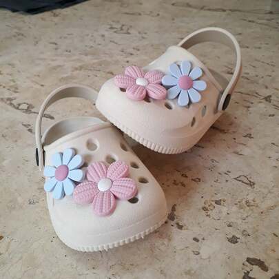 Babuche Sandália Infantil L1 Menina com Duas Flores em um pé Lançamento Cheio de Estilo R