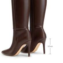 Women's Knee-High Boots, Pointed Toe Stiletto Boots For Women, Comfortable All-Day Wear For Dating And Party - 棕色 - 查看 6