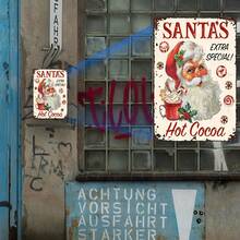 Vintage Santa Claus Special Hot Cocoa Metal Tin Sign - Festive Decoration With Holiday-Themed Illustrations, Wall Hanging, Multi-Purpose Home Decor, Decoration | Vintage | Tin Wall Sign, Indoor Decorations