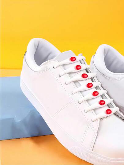 QKC 12pcs Silicone Elastic No Tie Shoelaces Locking Devices, Casual Style