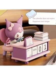 Sanrio 1件三丽鸥[可爱三丽鸥日历] 三丽鸥可爱卡通人物日历 - 可爱的波恰可设计，配有坚果和荷包蛋，合成橡胶材质，英文文字，非常适合办公室或学校装饰，理想的女性礼物，桌面配件，返校季用品，学习用品 - 彩色 - 查看 5