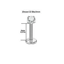 G23 Titanium Hypoallergenic Flat Back Nose Ring Studs Inlaid CZ Nose Nails 16G Internally Threaded Labret Medusa Lip Studs For Tragus Cartilage Piercing Jewelry Internally Threaded Nose Rings Studs Red Pink Blue Black 2mm 3mm 4mm 5mm Piercing Jewelry Decoration For Women