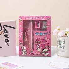 Sanrio 6/8/14 件套 Hello Kitty 卡通尺、卷笔刀、橡皮、笔记本套装，创意绘画办公用品，文具礼品套装，非常适合办公使用、派对礼品和收藏 - 英文书写派对笔记本 | 三丽鸥笔记本 | 耐用封面，非常适合作为赠品、2026 年新年礼物、毕业礼物或返校季礼物。