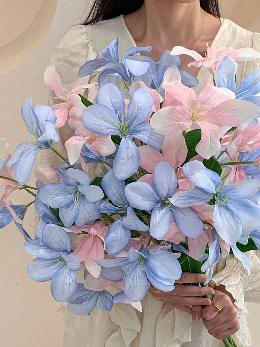 1/3支人造丝兰花玫瑰花束，适用于家居、房间、办公室、书桌、花瓶、花园、婚礼装饰