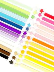 540条手工折纸星形纸条 - 双面星形纸条，适用于DIY手工艺品、家居贺卡、派对装饰和创意饰品 | 非常适合益智游戏中的折纸活动，纯色幸运星和五角星装饰条 | 理想的万圣节和圣诞节礼物，适合10至12岁女孩的玩具，儿童圣诞袜填充物