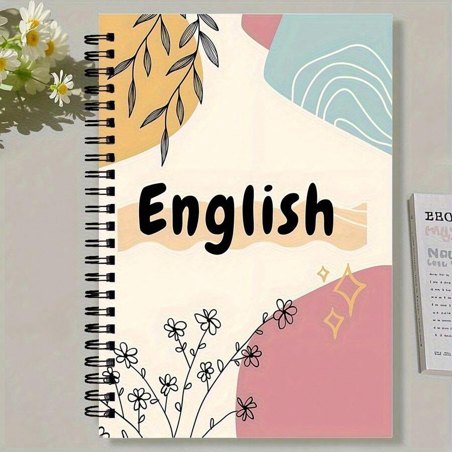 英文主題螺旋筆記本,大學線日記本,附鮮豔英文字母設計,適合作為學校、辦公室、朋友、姊妹、老師、學生的禮物,學校用品,耐用裝訂 - 彩色 - 查看 1