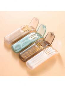 Toothpick & Floss Box, Small Storage Box, Travel Organizer, Portable Pill Case, Small Item Storage Tube - Multicolor - View 1