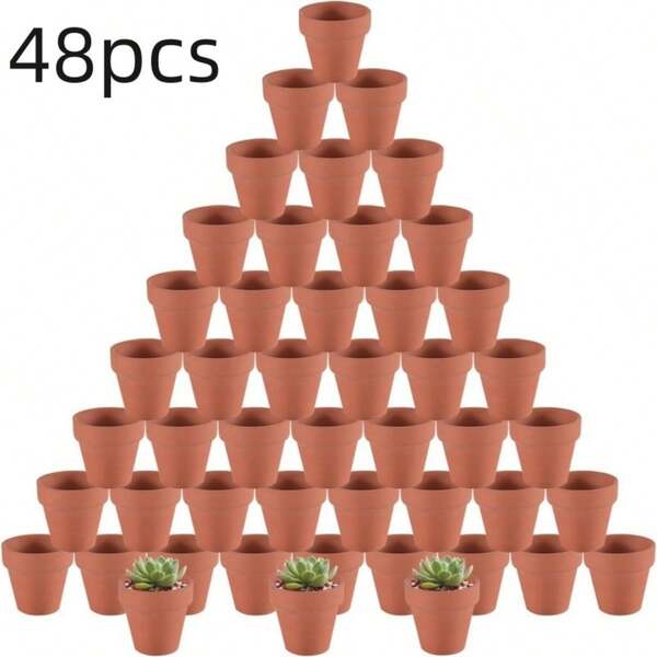 48 pezzi/32 pezzi/24 pezzi/12 pezzi/10 pezzi/6 pezzi Vasi in terracotta mini da 2,2 pollici, piccoli vasi da fiori, vasi di argilla minuscoli con fori di drenaggio per piante grasse e cactus da interno ed esterno, per artigianato
