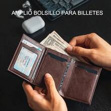 Billetera Tarjetero Hombre,Carteras para Caballero,Carteras para Caballero Rfid,Regalos para Hombre - Marrón - Ver 8