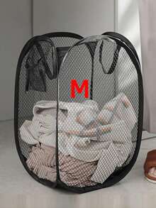 1pc Laundry Basket, Foldable Laundry Basket, Portable Mesh Household Storage Basket, Dirty Clothes Storage Basket, Dirty Clothes Storage Bin, Home Miscellaneous Organizer For Toys, Bathroom Hanging Baskets Frame Bucket For Home Use, Laundry And Bathroom Supplies, Bathroom Accessories, Bathroom Gadgets, Valentine's Day Decorations