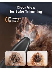 宠物美容剪刀，狗狗美容套装，低噪音猫狗毛发修剪器，电池/USB供电，带LED灯，多功能修剪器，适用于爪子、眼睛、耳朵、面部和敏感部位，无线宠物毛发修剪器，专业宠物美容推剪