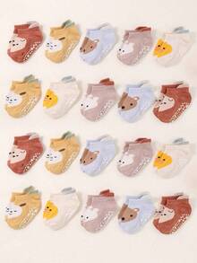 10 perechi de șosete antiderapante pentru gleznă, cu motive drăguțe pentru bebeluși, cu motive antiderapante - Mânere antiderapante pentru copii mici, șosete antiderapante pentru gleznă cu mânere pentru nou-născuți băieți și fete, decorațiuni pentru petrecerea de baby shower, cadouri de sărbători, cadou de Halloween, Ziua Recunoștinței, Crăciun, Crăciun - Multicolor - Vizualizare 1