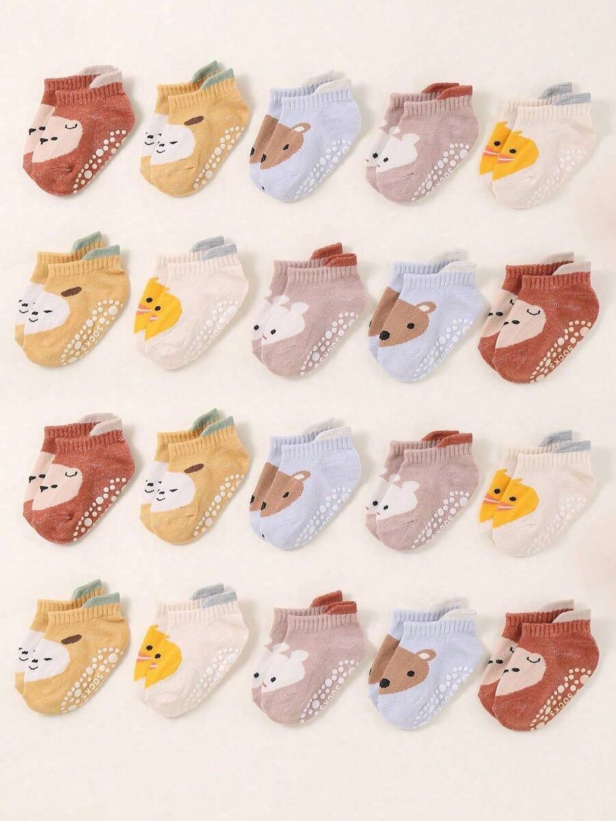 10 perechi de șosete antiderapante pentru gleznă, cu motive drăguțe pentru bebeluși, cu motive antiderapante - Mânere antiderapante pentru copii mici, șosete antiderapante pentru gleznă cu mânere pentru nou-născuți băieți și fete, decorațiuni pentru petrecerea de baby shower, cadouri de sărbători, cadou de Halloween, Ziua Recunoștinței, Crăciun, Crăciun - Multicolor - Vizualizare 1