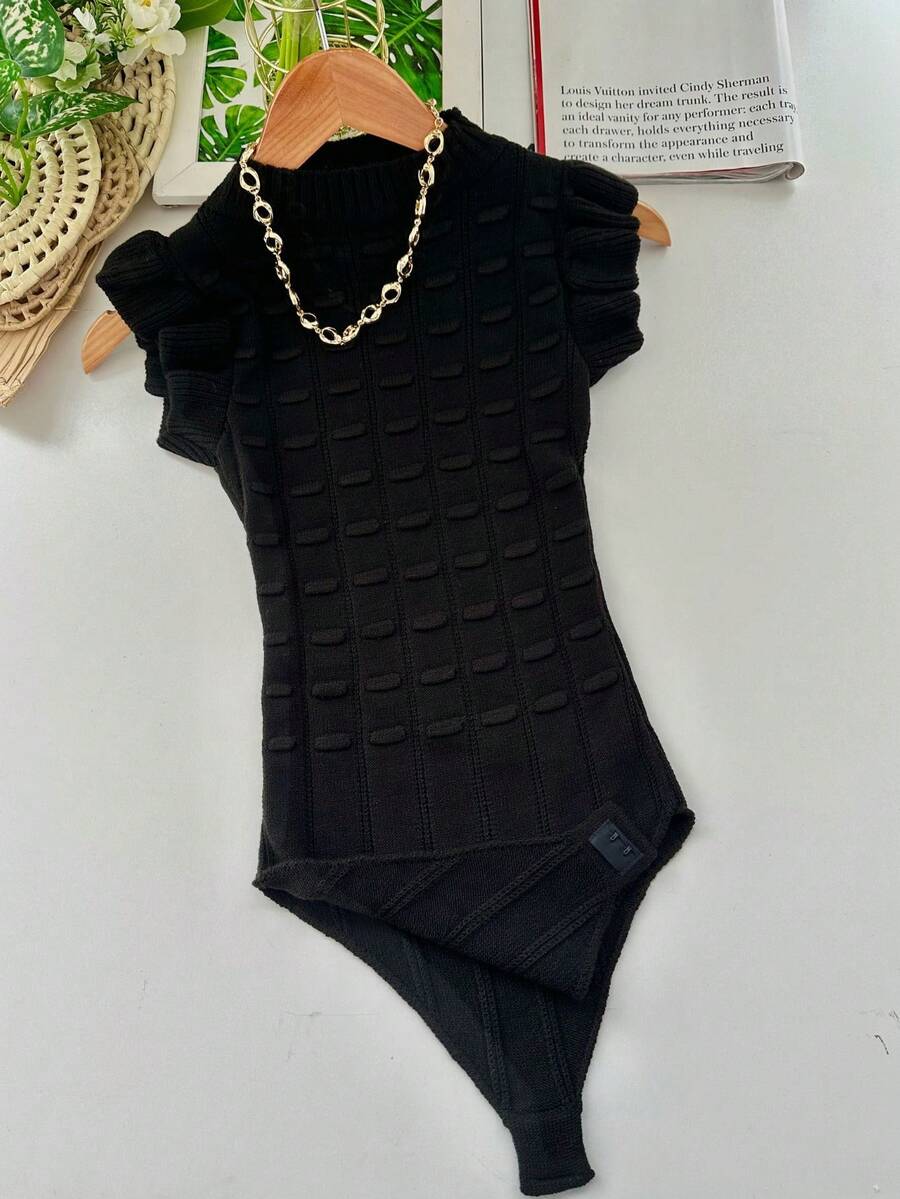 Body Modal Cheio De Detalhes Coleção Novo Verão Moda Feminina - Preto - Visão 1