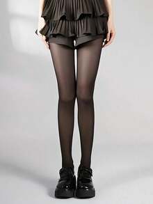 1件装女士黑色超薄时尚连裤袜，舒适 - 黑色 - 查看 11