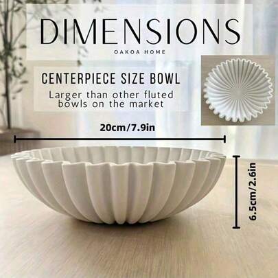 Large Decorative Bowl, White Decorative Bowl, Home Decor - Pleated Bowl - Wavy Bowl - Scalloped Bowl - Fashionable Key Bowl, Suitable For Entryway Table, Birthday, Graduation And Other Occasions As A Gift