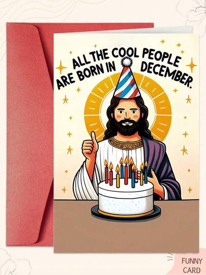 1pc Funny Birthday Card | "All The Cool People Are Born In December" Celebration Card | Humorous Christmas And Birthday Greeting Card (With Envelope)