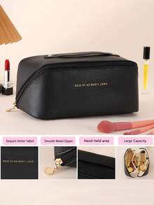 1pc.Travel Toiletry Bag - Space-Saving And Easy To Access PU Material, Large Capacity Cosmetic Storage Box Suitable For Travel Multi-Functional Storage Bag Perfect For Outdoor Use - Multicolor - View 6