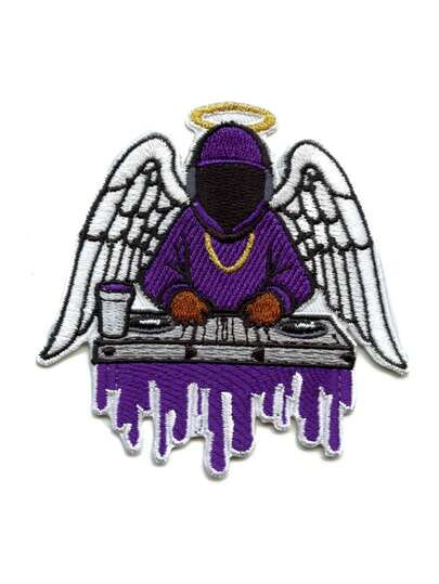 1件 DJ Screw Angel 刺绣熨烫贴片，音乐嘻哈风格，图案为 Screwed Up。