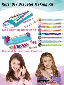 女孩手链制作套装 - DIY手工编织友谊手链工艺套装，包含时尚手链编织工具。全套工艺材料包，包含创意贴纸手链、DIY串珠链和入门级珠宝制作材料。非常适合女孩制作友谊手链、增进母女感情以及进行寓教于乐的手工项目。 - 彩色 - 查看 3