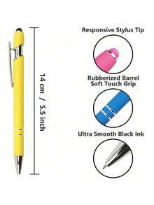 1/10Pieces Ballpoint Pen With Stylus Tip, Metal, 2 In 1 Stylus Ballpoint Pen 1.0 Mm Black Ink For Smartphone, Tablet
