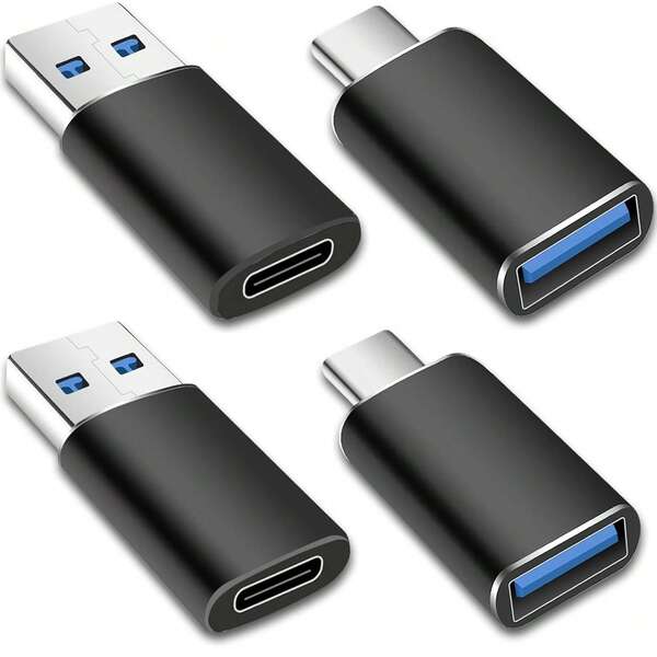 4 Packs USB To USB C Adapter, [2*Type C Female To A Male Charger Converter]&[2 * USB C Male To USB 3.0 Female OTG Adapter], Compatible With Iphone 15 Pro Max Plus, Compatible With Apple Watch, Compatible With Airpods,Car