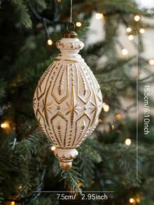 1pc Christmas Ball Ornaments White And Gold Rustic Christmas Ball Ornaments 4'' Vintage Christmas Tree Decorations Large Shatterproof Neutral Farmhouse Luxury Xmas Ornaments For Christmas Tree Home Decor - Multicolor - View 15