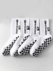 2双/4双男女时尚运动袜足球袜篮球袜黑白袜子 - 黑與白 - 查看 3