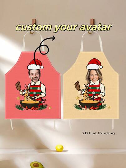 1pc Personalized Christmas Holiday Apron With Custom Chef , Baking & Cooking Lover's Gift, Mother Or Chef's Holiday Gift