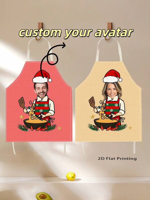 1pc Personalized Christmas Holiday Apron With Custom Chef , Baking & Cooking Lover's Gift, Mother Or Chef's Holiday Gift