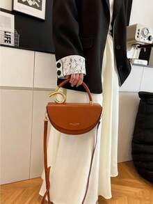 Niche Design Women's Handbag, Fashionable Retro High-Quality Textured Messenger Bag, Solid Color Versatile Underarm Saddle Bag, Casual And Versatile Style, Suitable For Daily Outings, Travel, And Office Workers Commuting - Màu bí ngô - Xem 8