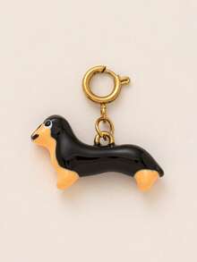 1pc Cute Animal Shaped Pendant, Designs Include Fish, Leopard, Parrot, Dachshund, Penguin, Seahorse, Seashell, Paw Print, Inlaid Zirconia, 18K Gold Plated Stainless Steel, Suitable For DIY Jewelry, Necklace, Bracelet, Earring, Keychain, Bag Charm, Women's Jewelry Accessory, Wallet Decor, Small Pendant, DIY Craft